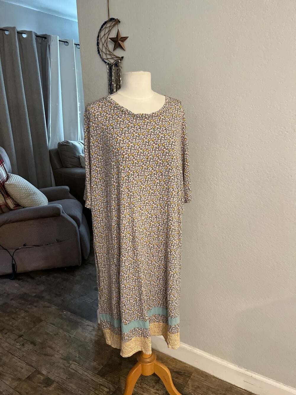 Cuddl Duds Smooth Jersey Floral Short Sleeve Lounge Dress Size 3X